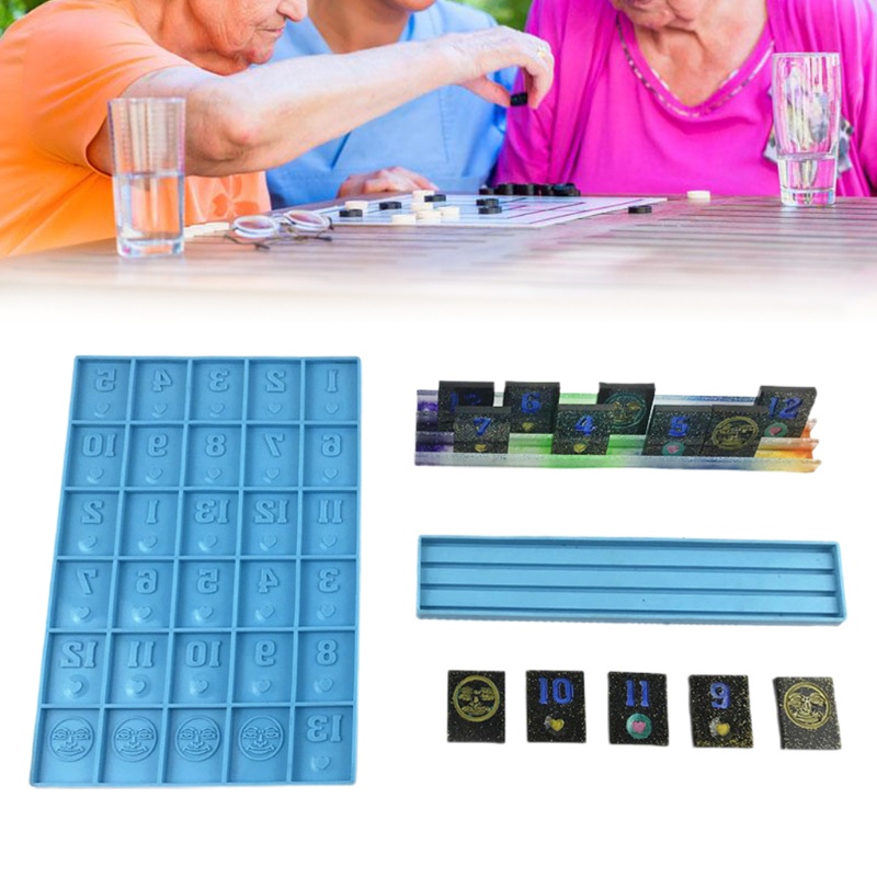 SIY  DIY Israeli Mahjong Epoxy Resin Mold Game Table Mahjong Casting Silicone Mould