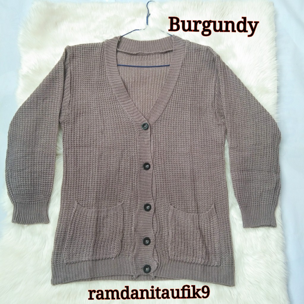 Cardi Rajut oversize - Nakara Cardigan Rajut Premium  - Cardi Rajut oversize - kardigan crop 7 gate.-MARISA BURGUNDY