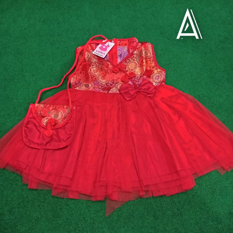 Terlaris Baju Dress Shanghai Cheongsam Chinese Imlek Anak Bayi Perempuan Merah Lucu-3