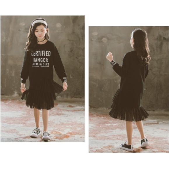 DRESS Anak cewek import 5TH-14TH TERUSAN PREMIUM-HITAMPUTIH CERTIFIED RANGER