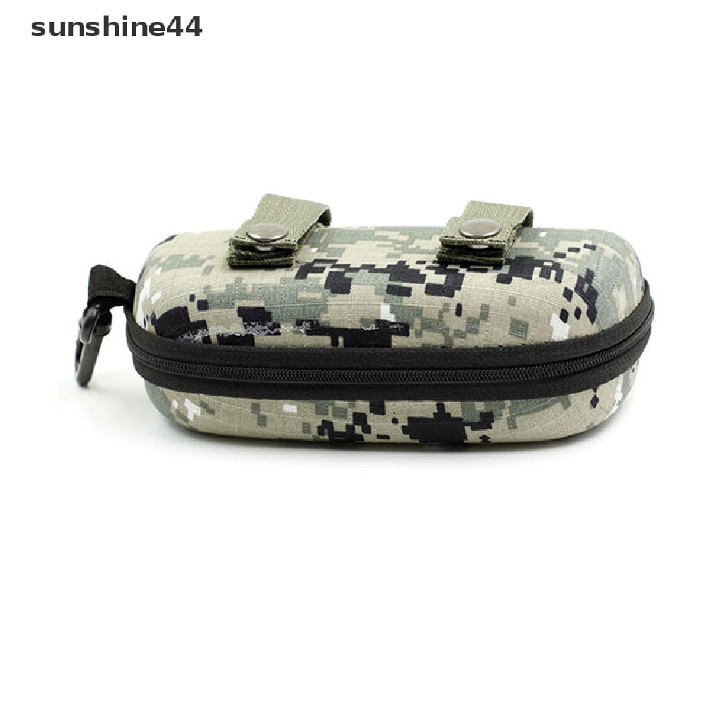 Sunshine Kotak Kacamata Hitam Portable Motif Camo Dengan Resleting Untuk Outdoor