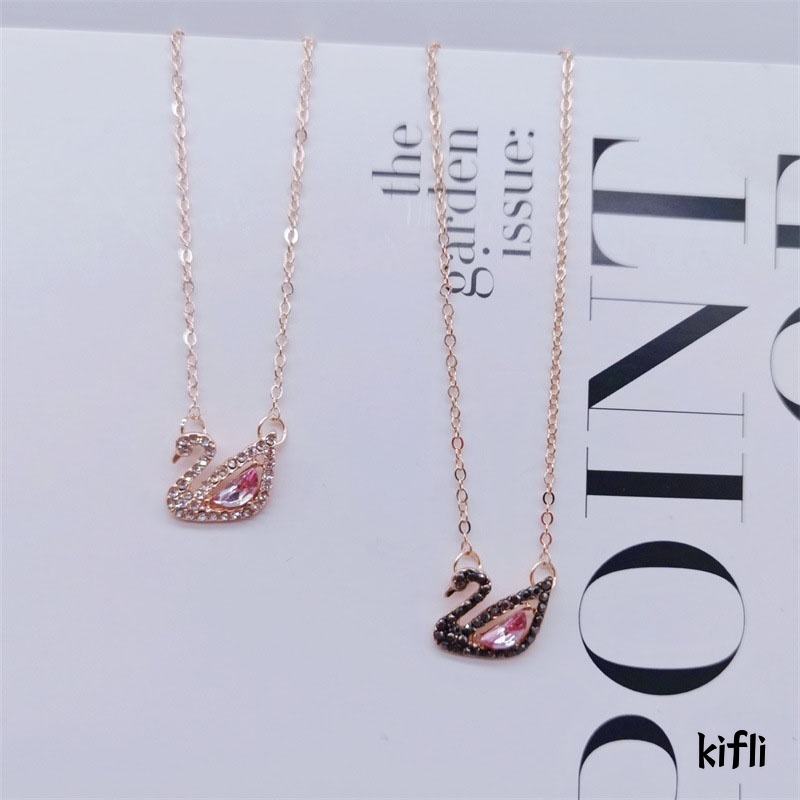 Korea Kalung,Rantai Liontin Angsa,Warna Pink Berlian Imitasi Untuk,Wanita Aksesoris