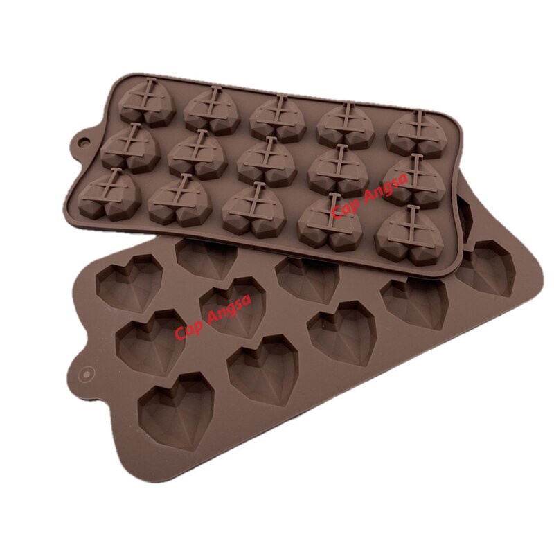 3D SILICON MOULD HEART CETAKAN SILIKON HATI LOVE LOYANG TART COKLAT FONDANT SILICONE MOLD PINATA MOUSSE CAKE 15 CAVITY