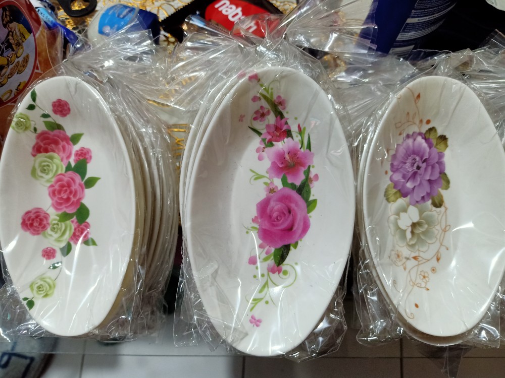 Souvenir Mangkuk Oval Melamin Kemasan Plastik