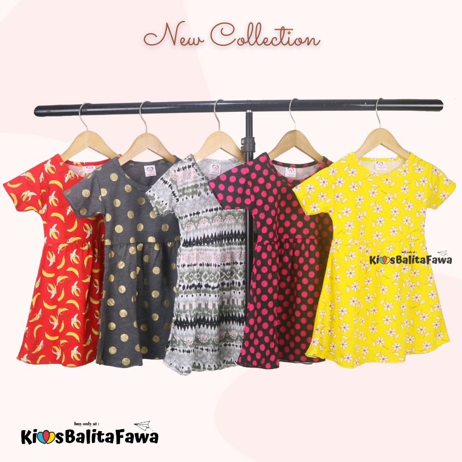 Dress Thalia 1-2 Tahun / Dres Lengan Baju Tidur Balita Anak Perempuan Adem Kaos Harian Cewek Murah