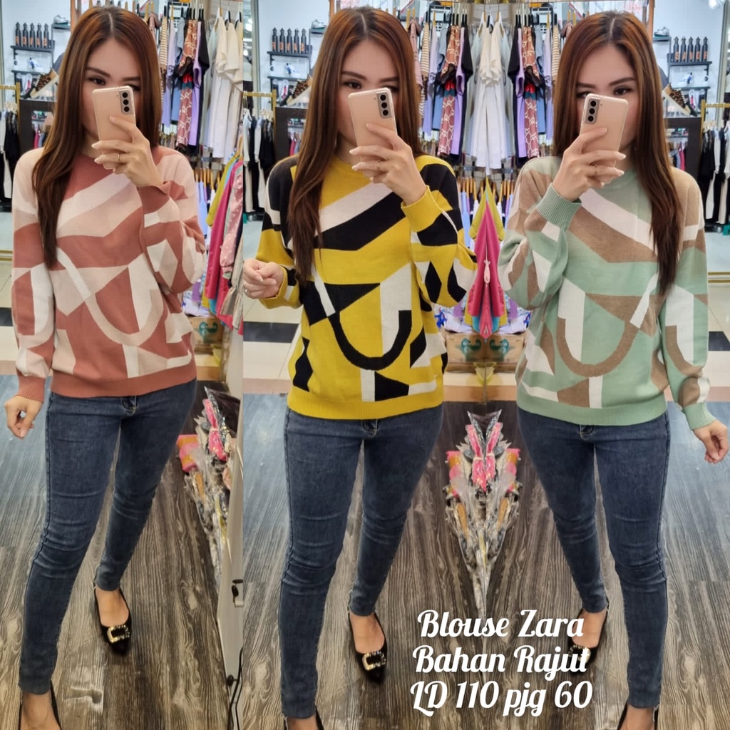 Blouse Rajut Import Tebal Halus Stretch / Atasan Rajut Wanita / Blouse Rajut Motif