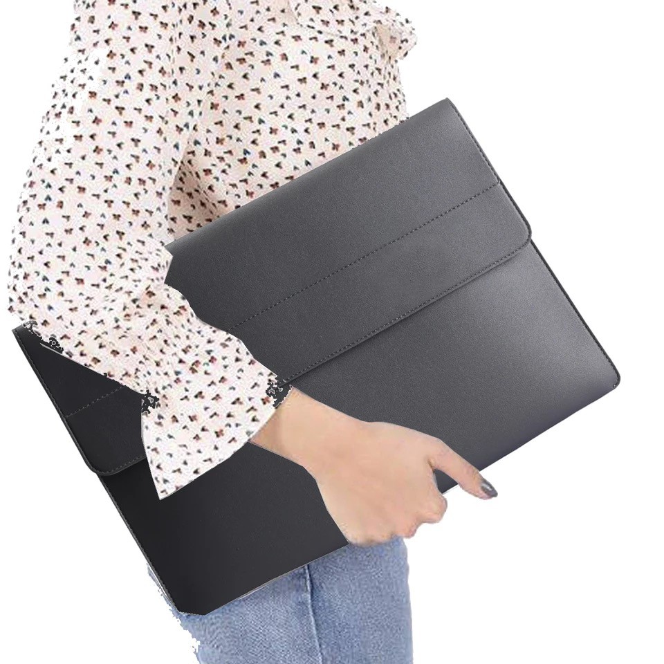 Tas Laptop Softcase Sleeve PU Leather Magnetic 13 inch Macbook Pro Air M1 M2 Lenovo Samsung Tab free Small Pouch