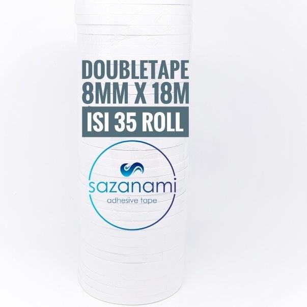 

♦ DOUBLE TAPE 8MM x 18 METER DOUBLETAPE KERTAS PUTIH SAZANAMI ISI 35ROLL ⅎ
