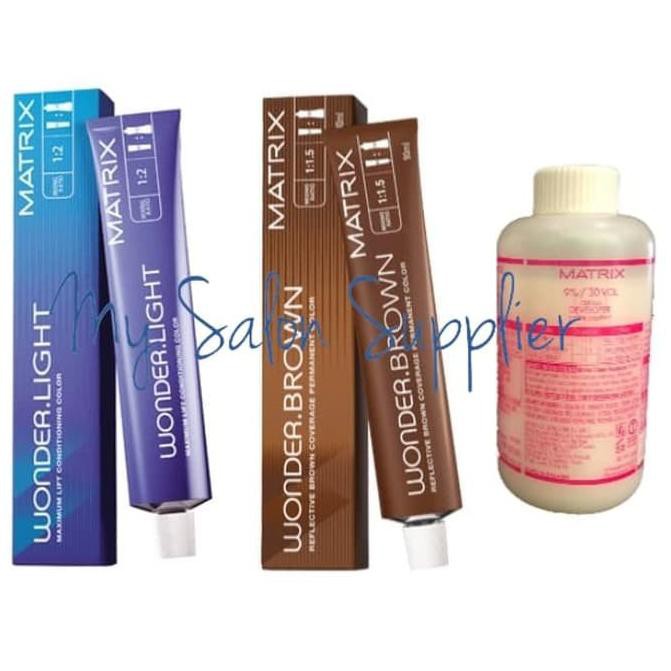 『termurah』 -422 1 SET Matrix Wonder Brown / Light Cat Rambut + Cream Developer Oxidant..