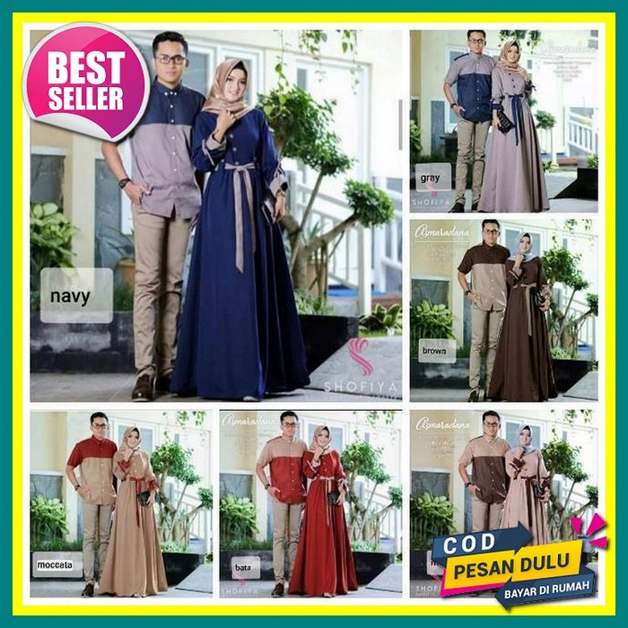 Dalmi Dress Gamis Couple Pasangan Suami Istri Dewasa Terbaru 2022 Elegan Flanel Kotak Kotak Jumbo Ke