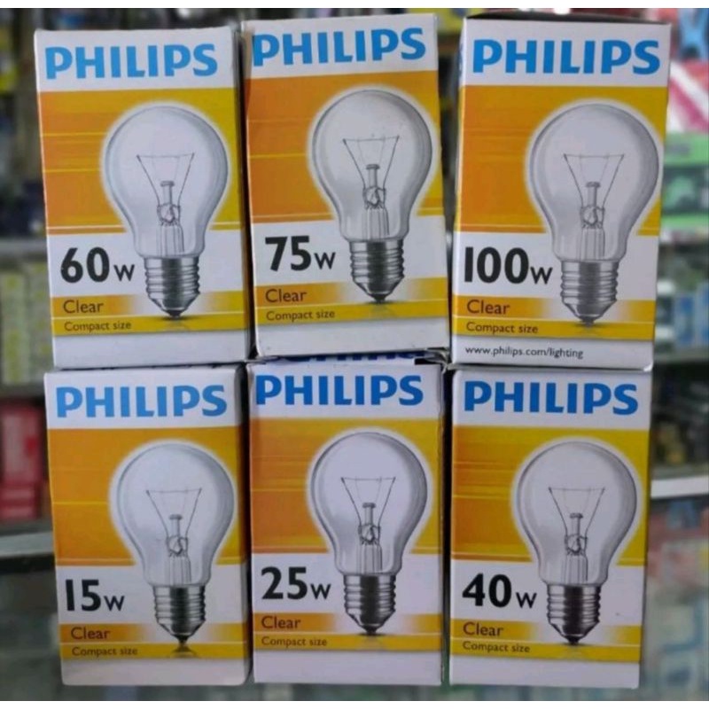 lampu philips bohlamp PIJAR CLEAR 40 | 60 | 100 WATT READY