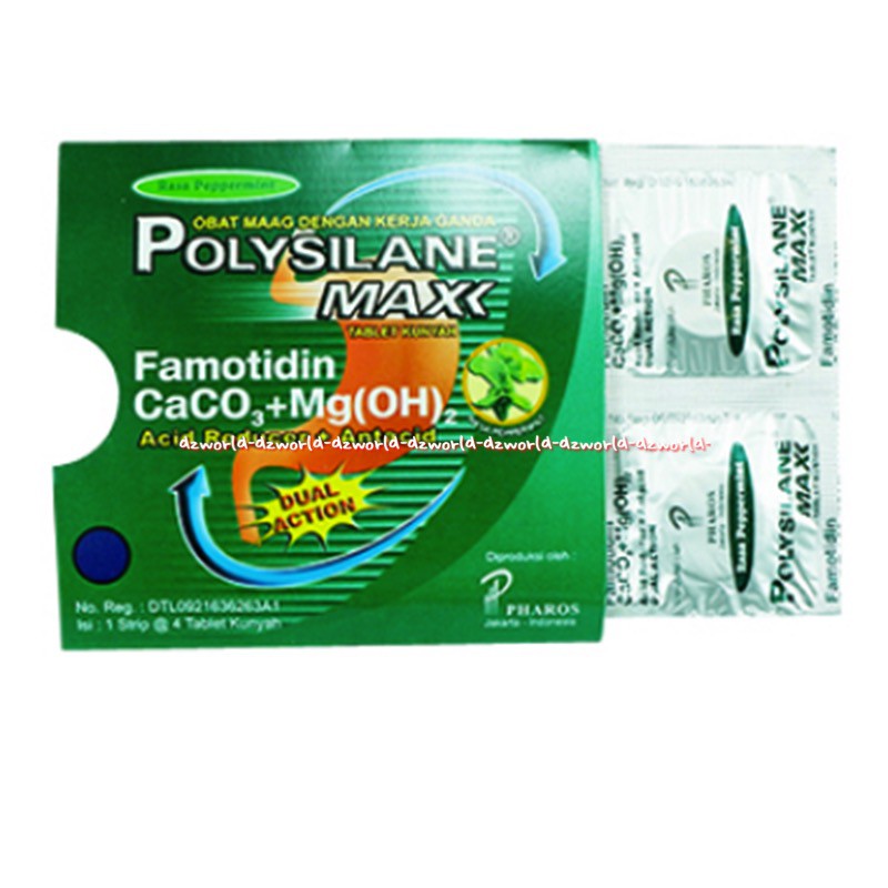 Polysilane Maxx 4tablet Obat Maag Tablet Kunyah Acid Reducer Polisilain Poly Silane