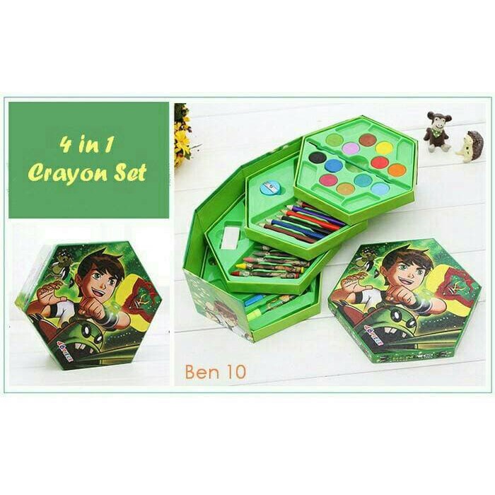 

me167 4in1 Crayon Set BEN 10 &#40- 1Set isi 46 pcs&#41-