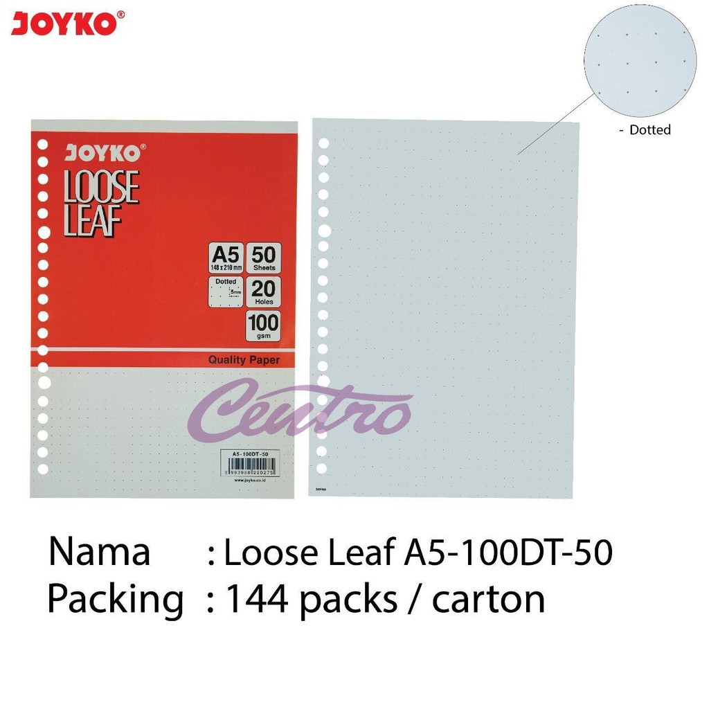 

Joyko Kertas Binder Loose Leaf Dotted Titik Dot A5 100Gsm 50 Sheet ORI