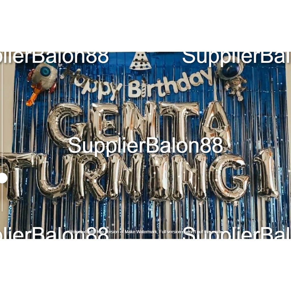 Balon ulang tahun huruf dan angka warna warni emas perak gold & silver - balon emas balon perak