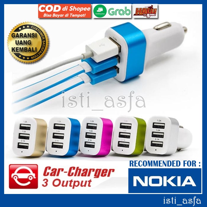 3 USB Car Charger Buat HP NOKIA 2 3 5 6 8 2.2 220 3.1 3.2 3.3 3.4 7 X7 4.1 4.2 4.3 4.4 8 5.1 5.2 5.3