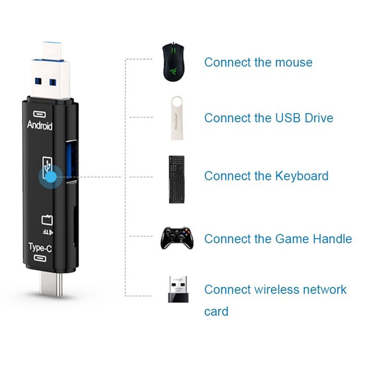 Multi Card Reader Micro USB Type C OTG Adapter SD TF USB HUB 3.0 5 in 1