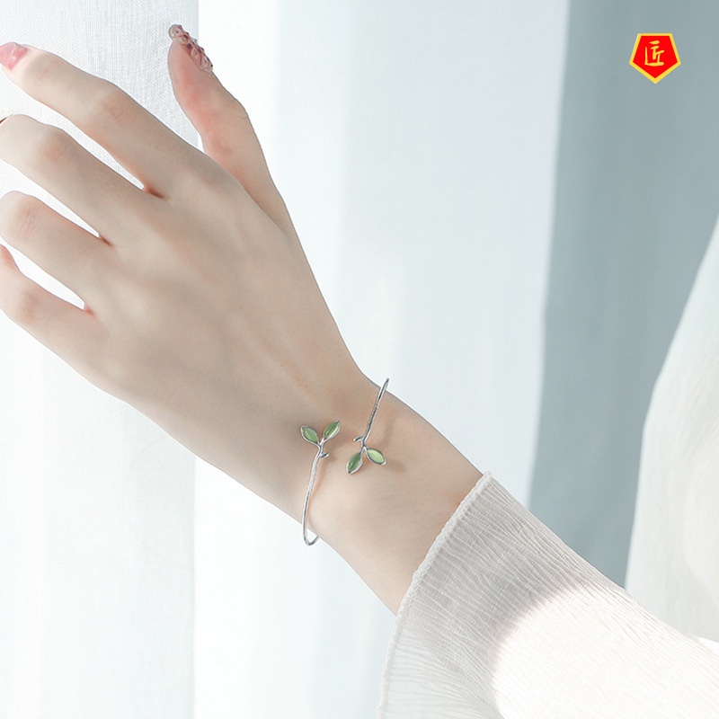 [Ready Stock]Simple Style 925 Silver Bud Bracelet Artistic Retro