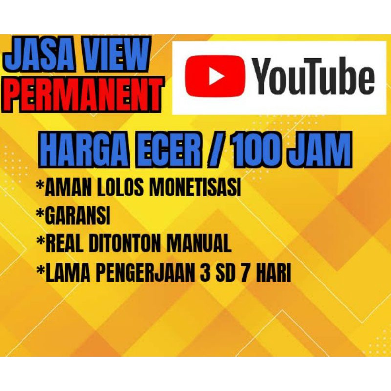 JASA VIEW YOUTUBE BERGARANSI HARGA ECER