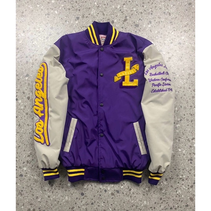 VARSITY JACKET LA LAKERS X MITCHELL&NESS PURPLE AND WHITE