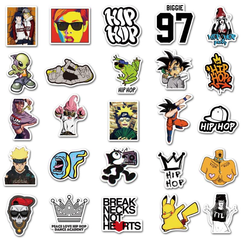 (5 Pcs) Stiker Hip Hop / Stiker Aesthetic Hip Hop / Stiker Estetik / Stiker Tempel