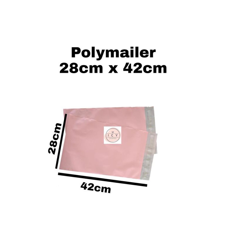 ❣️VENNE MAILER❣️(±100pcs) Polymailer 28 x 42cm Pink abu Kantong Amplop Plastik Online Shop packing