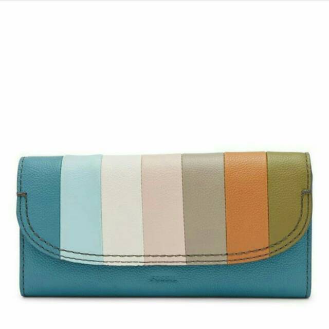 Dompet Fossil Cleo Clutch Colorful Stripes Original