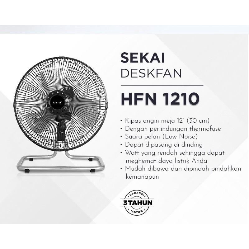 SEKAI Kipas Angin Dinding / Kipas Angin Meja Tornado 2 in 1 12 Inch - HFN 1210 Garansi Resmi