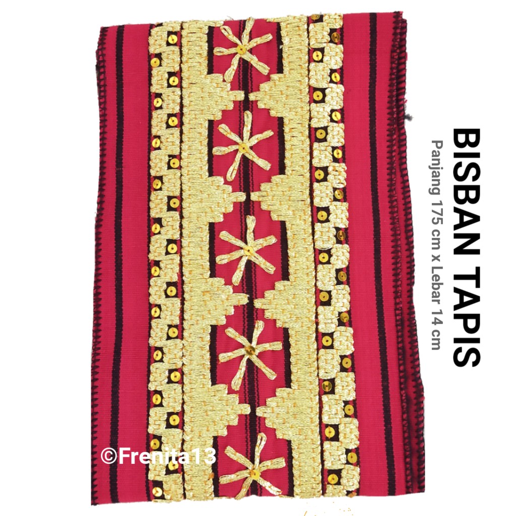 [BISA COD] Bisban / Selendang / List Tapis Khas Lampung asli Sulaman-Bintang Catur merah