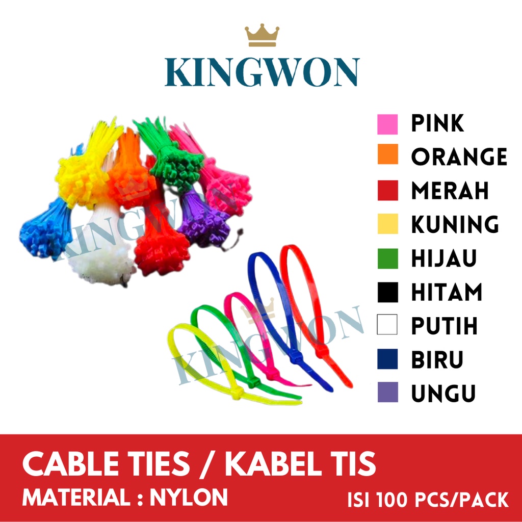 KABEL TIE CABLE TIES 25 cm isi 100 PCS 3.6X250 MM WARNA WARNI