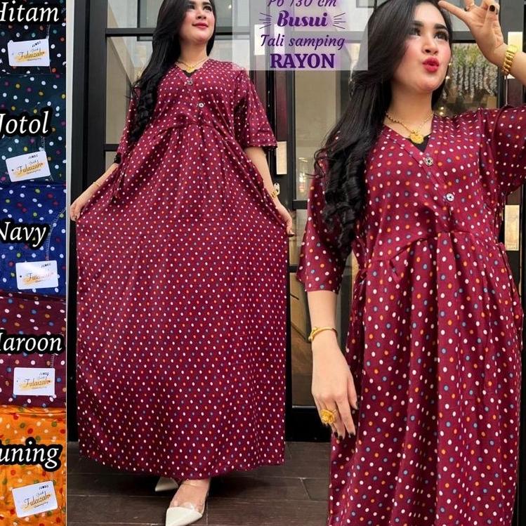 BEST SELLER 9629 Dress Daster Kimono Panjang Kekinian Semata Kaki Busui Rayon Adem Murah dress ruffl