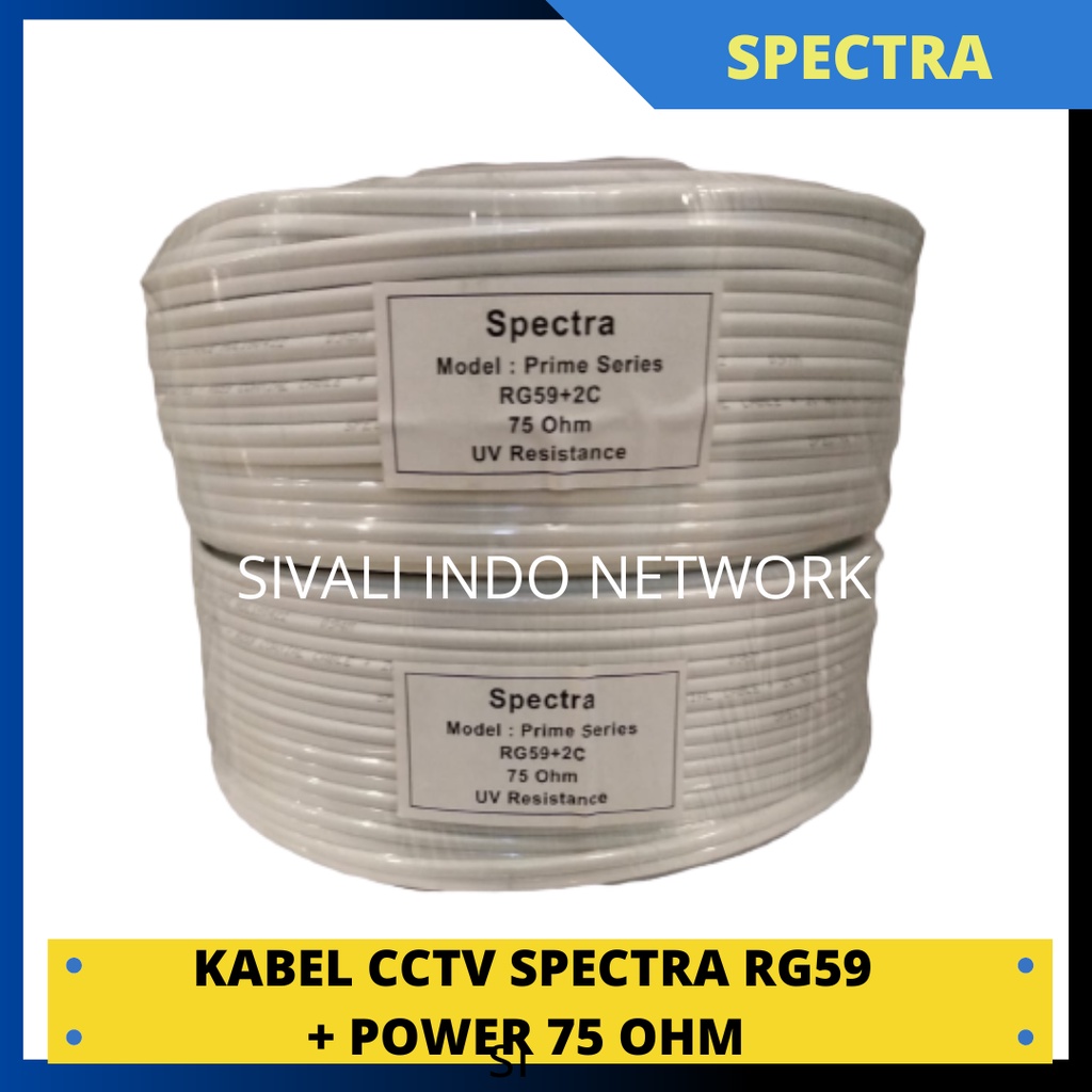 KABEL CCTV SPECTRA RG59+POWER 75 OHM WARNA PUTIH PANJANG 100 METER ORIGINAL