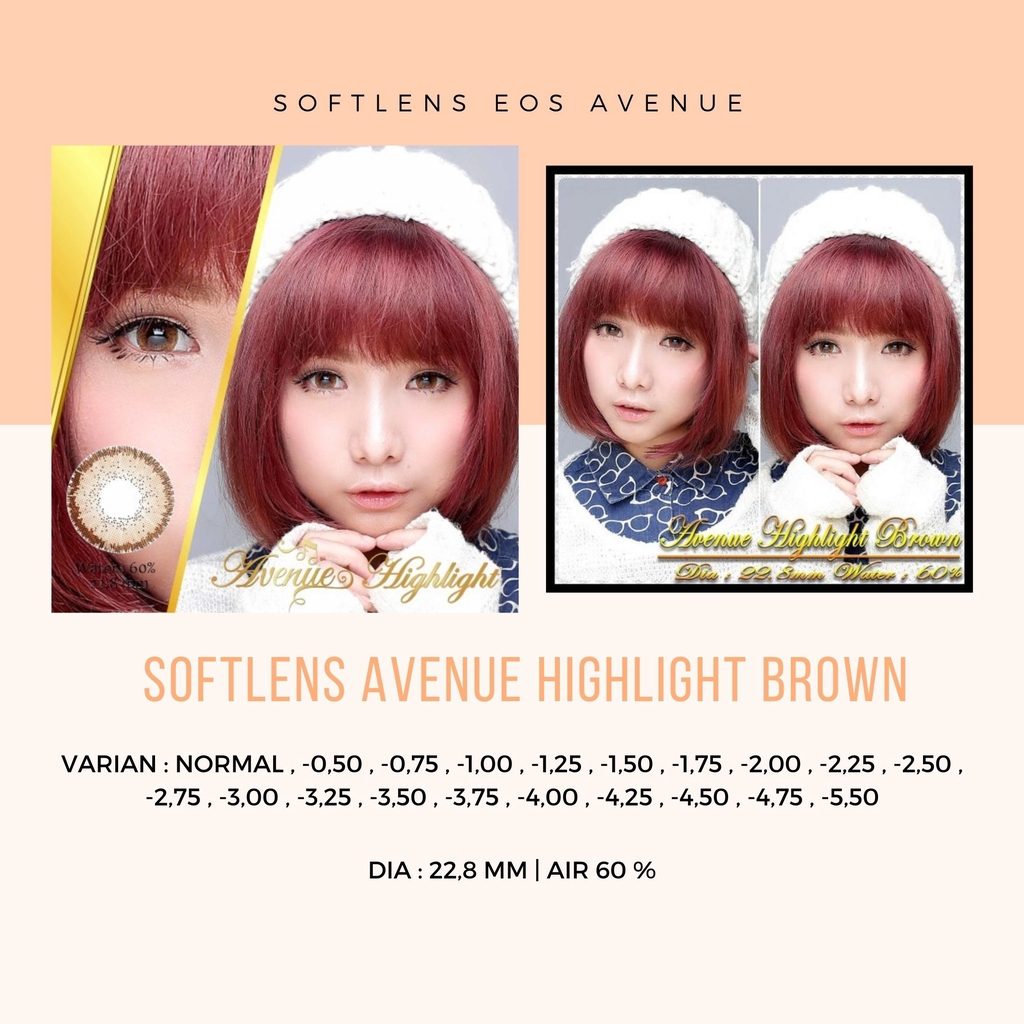 SOFTLENS/LENSA AVENUE HIGHLIGHT BROWN -NORMAL/MINUS / LENSA MATA / SOFTLENS MATA
