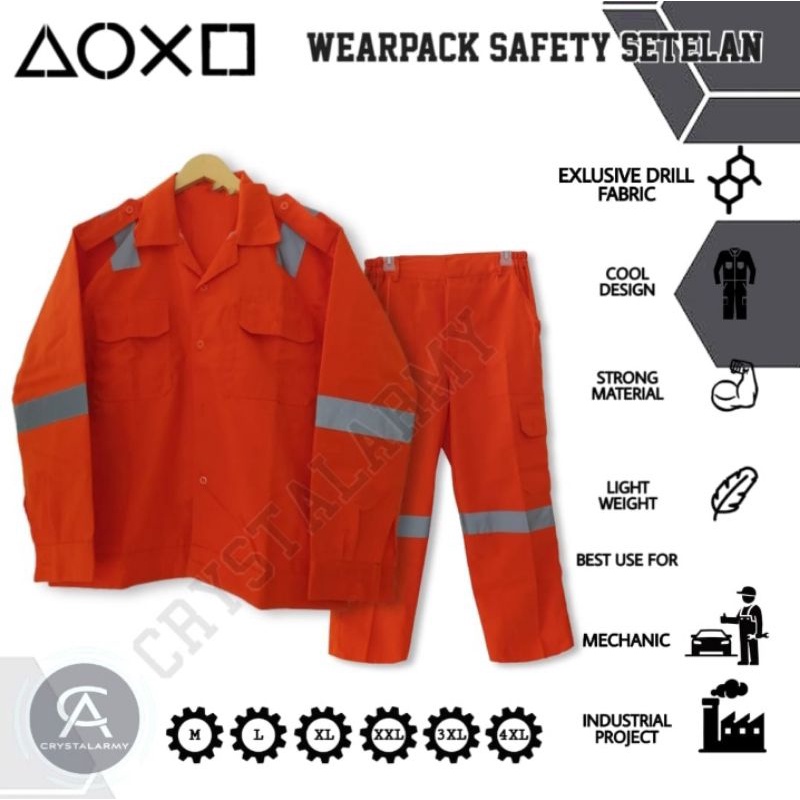 Wearpack safety setelan/ Setelan wearpack Kemeja Celana Safety Katelpak Seragam Proyek