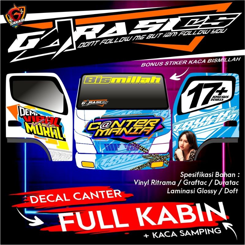Stiker decal kabin canter full + kaca samping