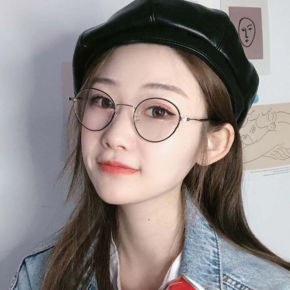 Mxbeauty Kacamata Bingkai Bulat Gold Pria Kacamata Anti Radiasi Komputer Eyewear Lensa Bening Gaya Korea Anti Blue Light Glasses