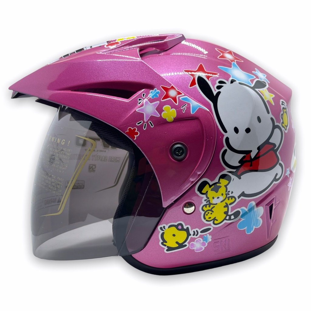 Helm WTO Z1R Pet - White Puppy - Pink Met - Half Face ALL SIZE