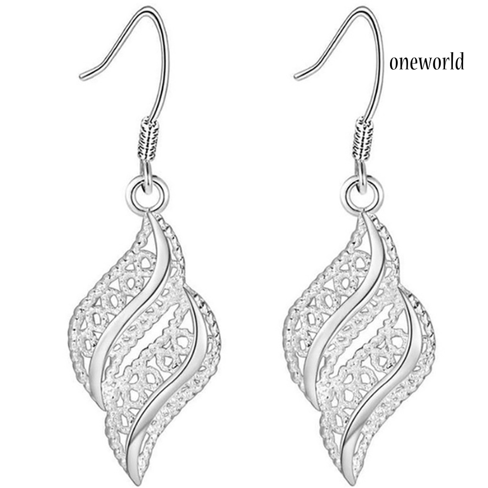 OW@ Elegant Women Hollow Geometric Shape Hook Earrings Party Club Jewelry Charm