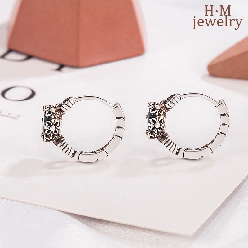 Anting Tusuk Sterling Silver 925 Gaya Vintage Dengan Kristal Warna Hijau Olive Untuk Wanita