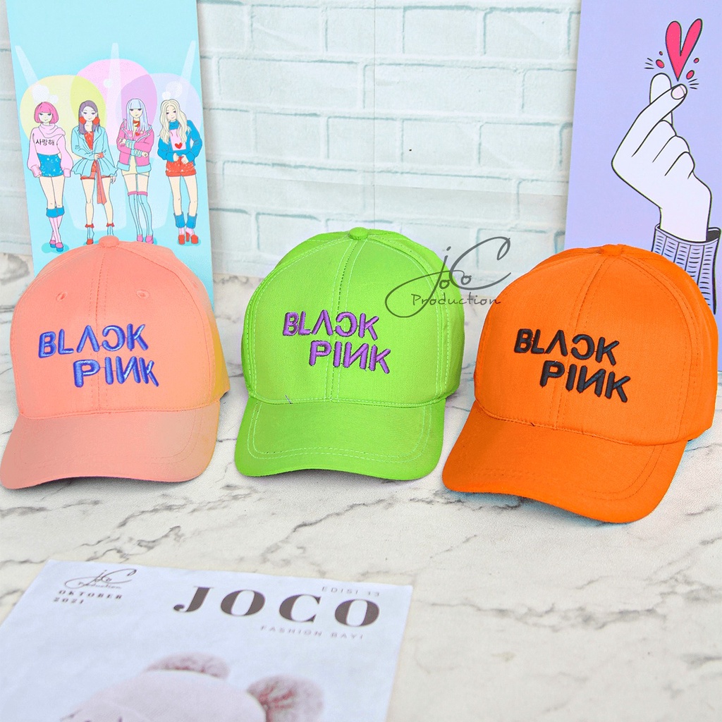 PHILEO | TOPI BASEBALL ANAK FASHION HAT TOPI MOTIF BORDIR UNISEX TOPI MOTIF BLACK PINK BORDIR-7