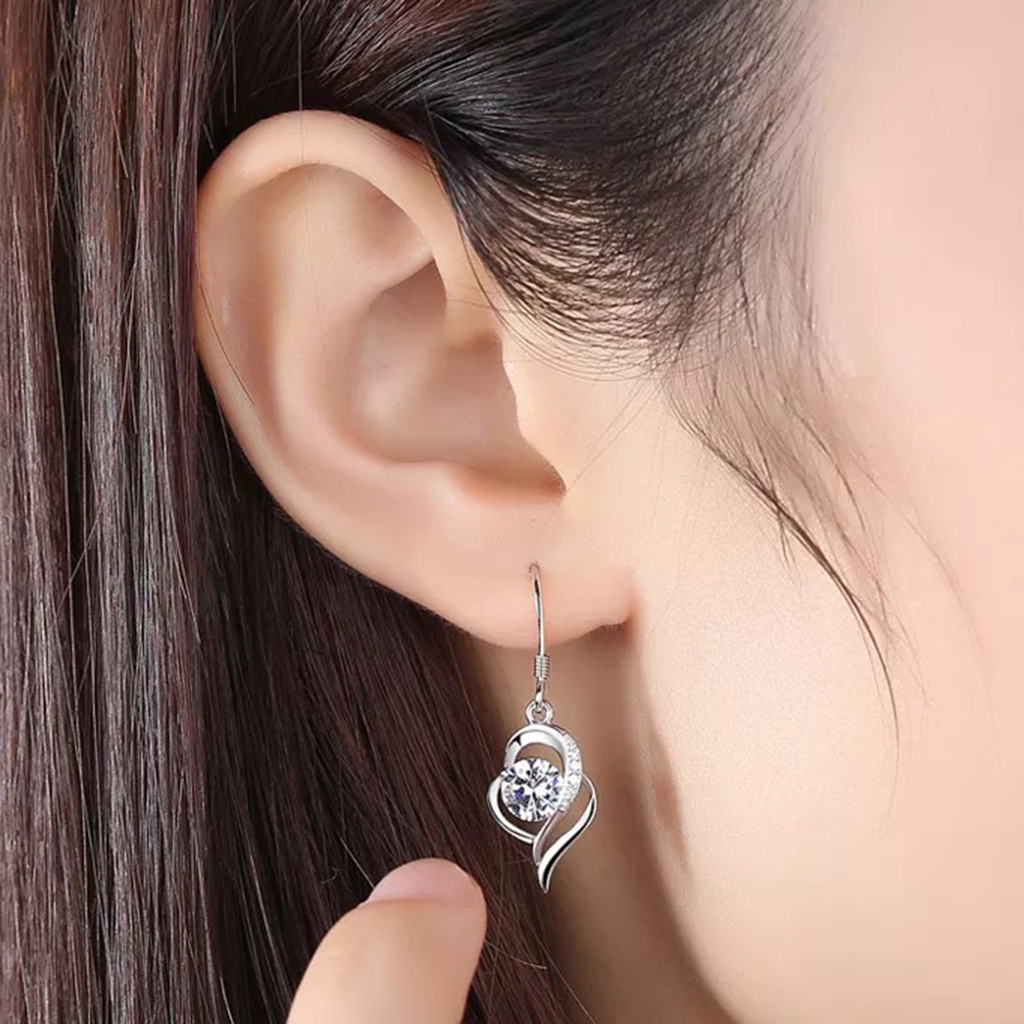 Hu Hu Hu Hu Hu Alat Bantu Pasang Kacamata♡ 1 Pasang Anting Kait Bentuk Hati Model Hollow Out Tahan Lama Untuk Pernikahan