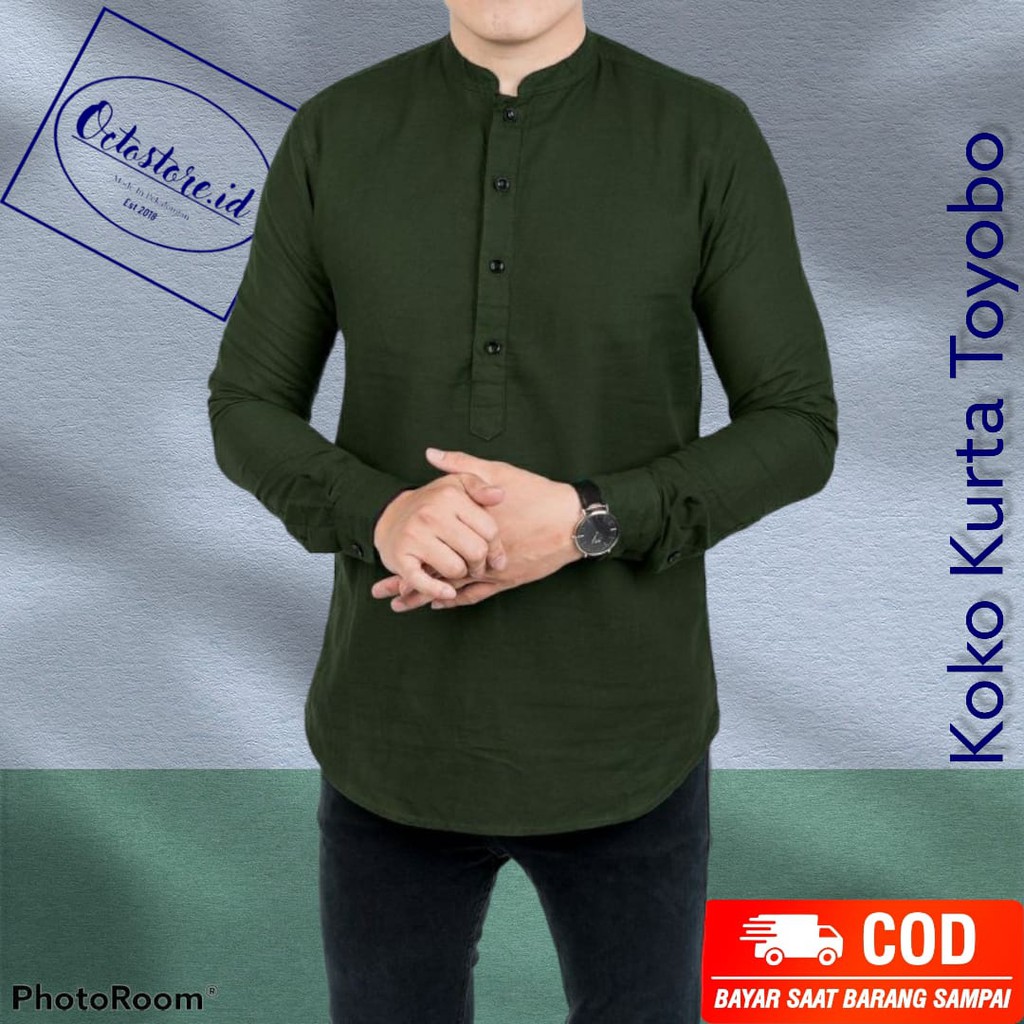 BAJU KOKO KURTA LENGAN PANJANG PRIA DEWASA (MATT KATUN TOYOBO ORIGINAL) SIZE M L XL XXL-2