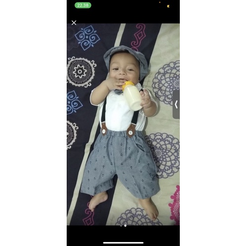 setelan jumper anak laki laki anchor dan burberi autumn suspender 0 6 12 bulan romper jumper set baju bayi laki-laki baru lahir romper newborn baju kodok laki laki