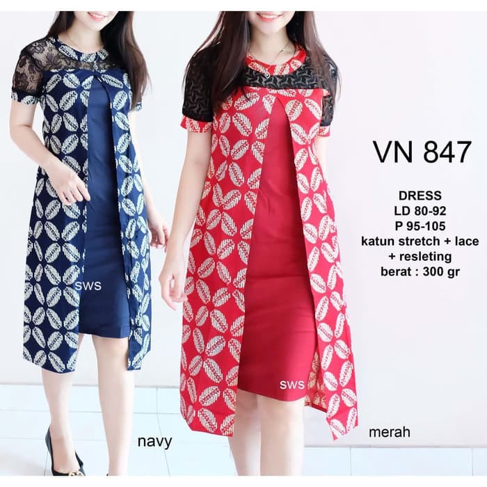 DRESS BATIK Dress Batik Kerja Wanita Baju Kerja Batik Dress Kerja Batik Wanita Nia  IWAZAH OFFICE