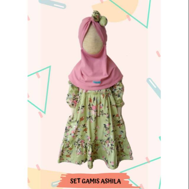 Gamis anak katun jepang cutie pie 1-4t lucu cute terbaru terlaris kekinian polka flower merah pink