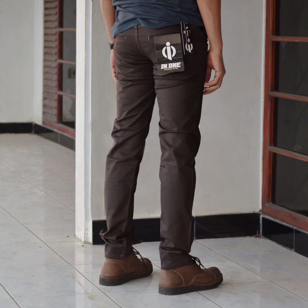 CHINO IN ONE ORIGINAL Celana Chino Panjang Pria Celana Chino warna Coklat Seri Art INCP602