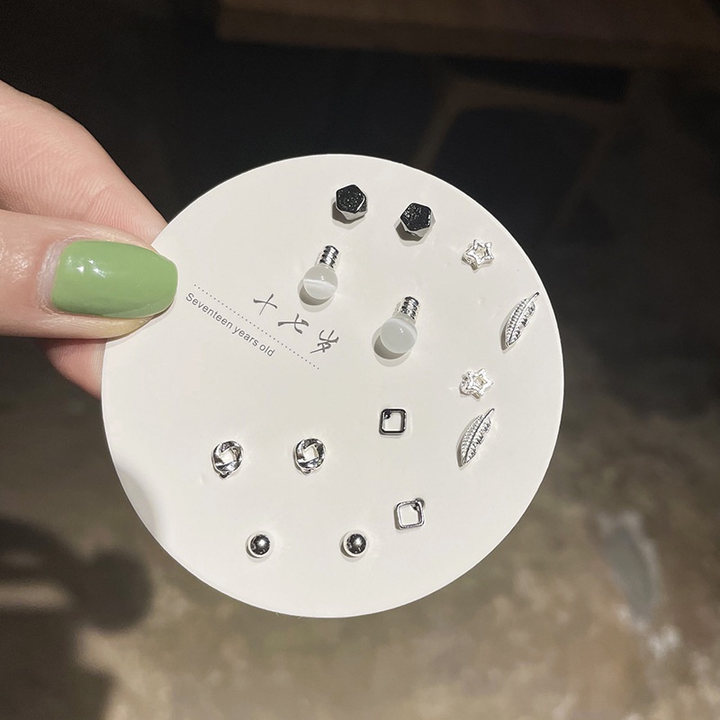 Set Perhiasan Anting Stud S925 Silver Needle Gaya Korea Untuk Wanita