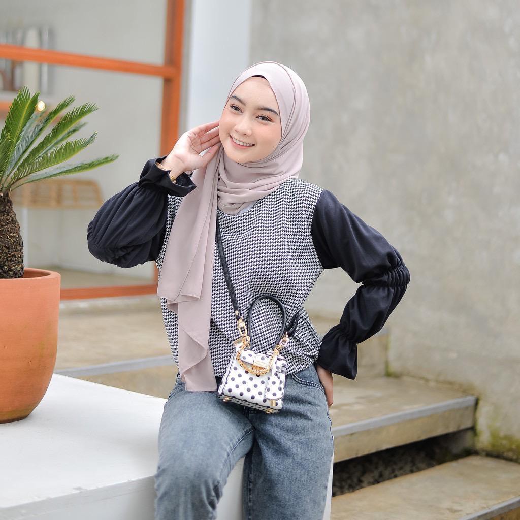 1KG MUAT 5PCS | DIORA BLOUSE KOMBI TARTAN SQUARE GROSIR WANITA FASHION OOTD SELEBGRAM MASA KINI