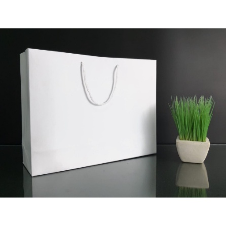 

Paperbag White & Black Doff Uk. 40 x 12 x 30 cm