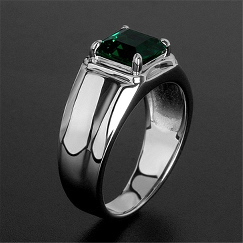 Rubi / Safir / Emerald / Cincin Kasual Emas Putih S925 Perak Pria Wanita Fashion Perhiasan Aksesoris Rings